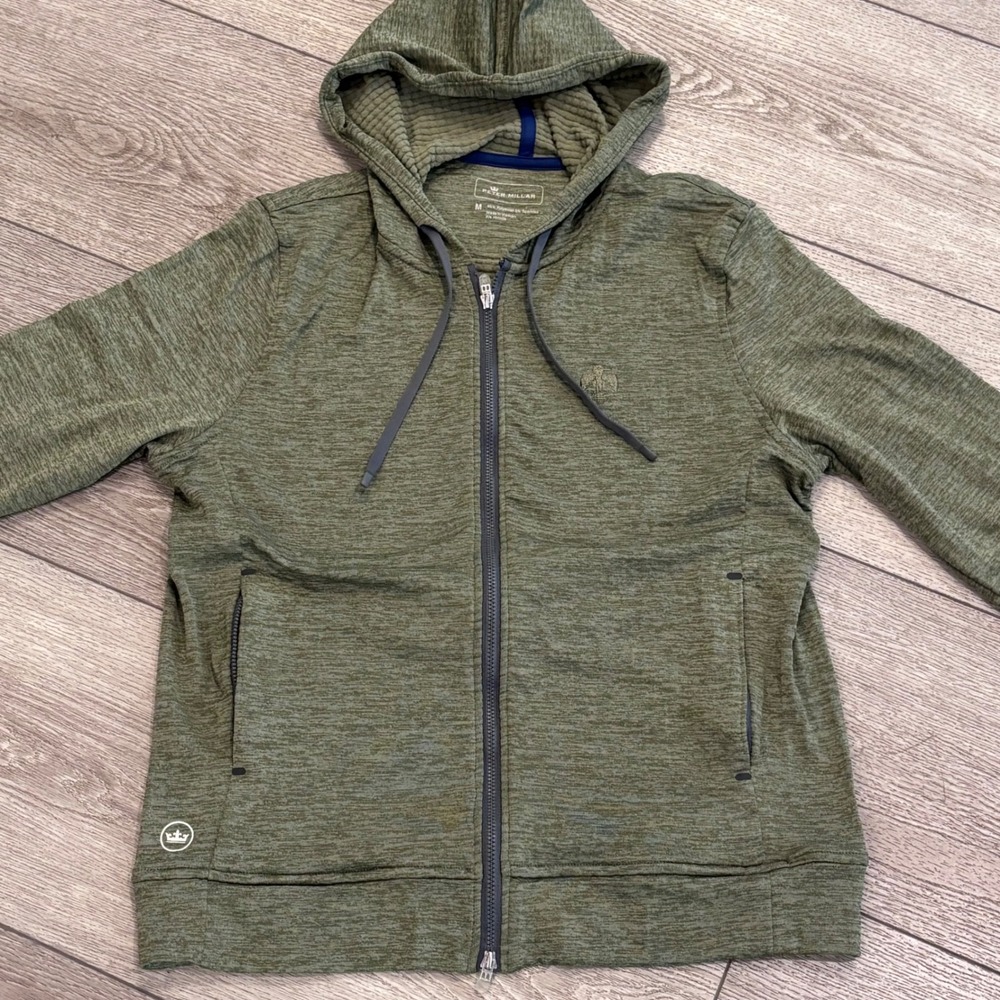 Peter Millar Full Zip Hoodie Womens Medium Green Crown Sport Performance Preppy